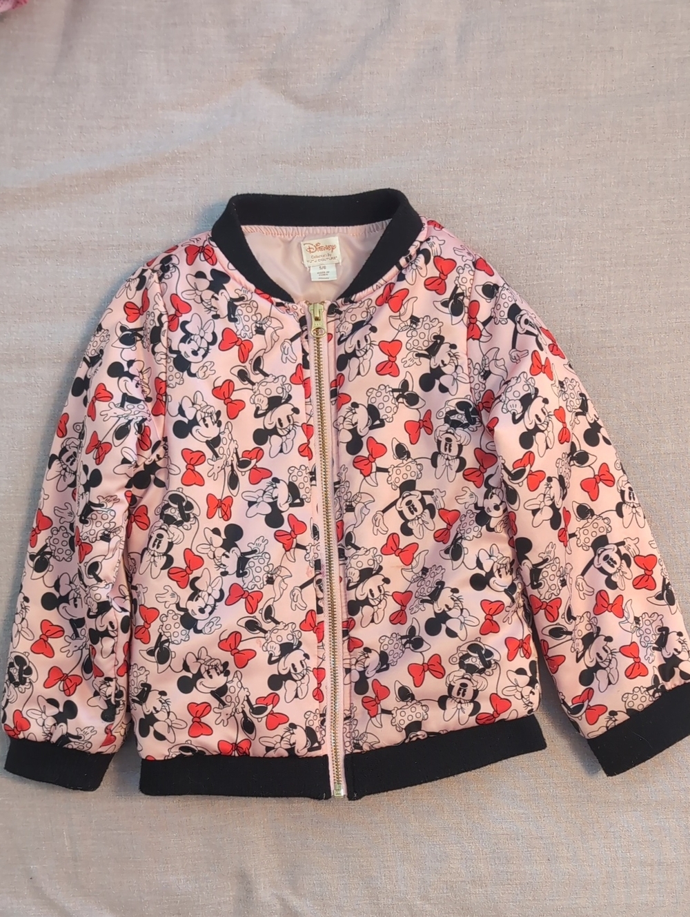 Vintage Disney Pink Minnie Mouse Puffer Jacket with Red Bows